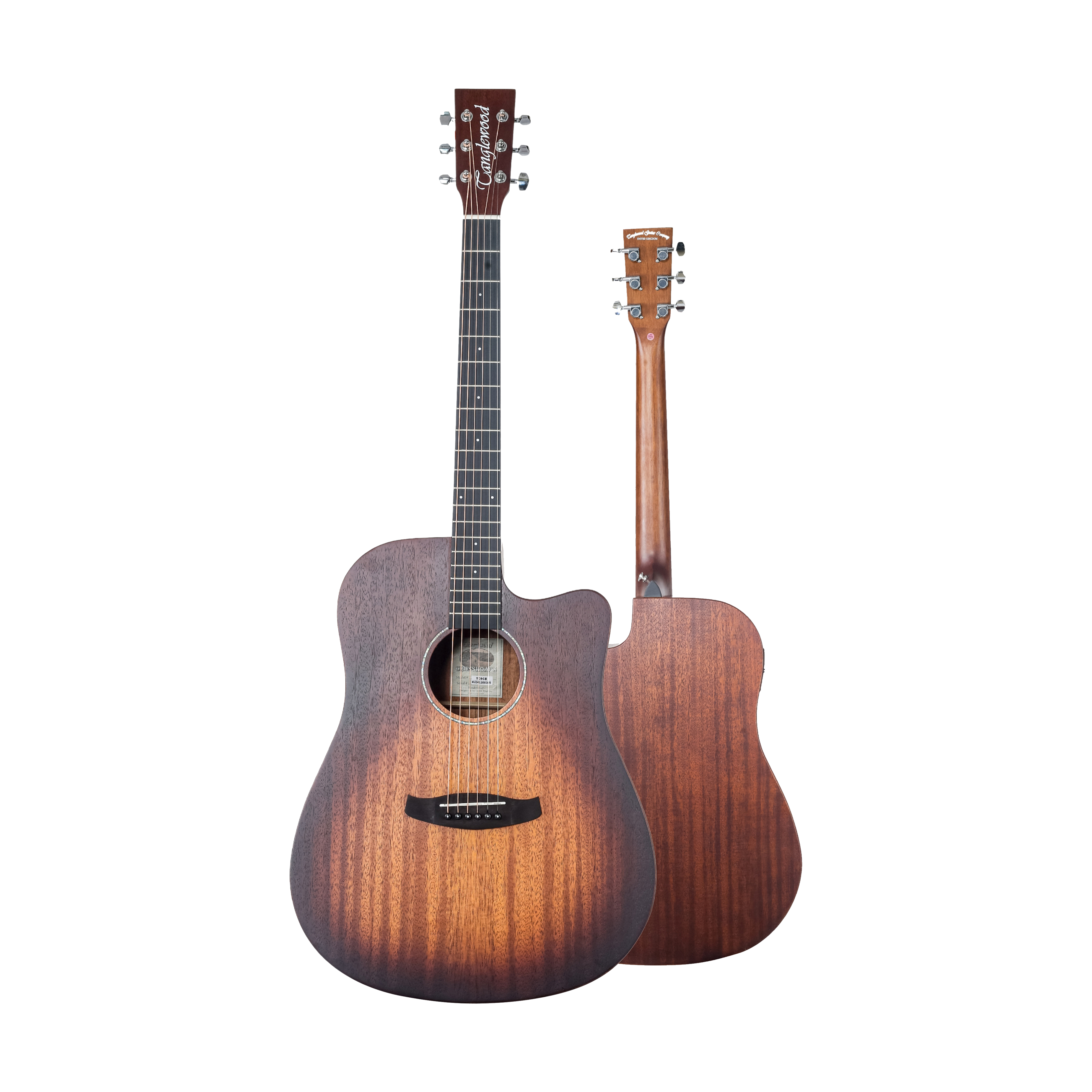 Tanglewood Crossroads TC5CE Semi Acoustic Guitar, Dreadnought Cutaway, Whiskey Burst Satin Finish