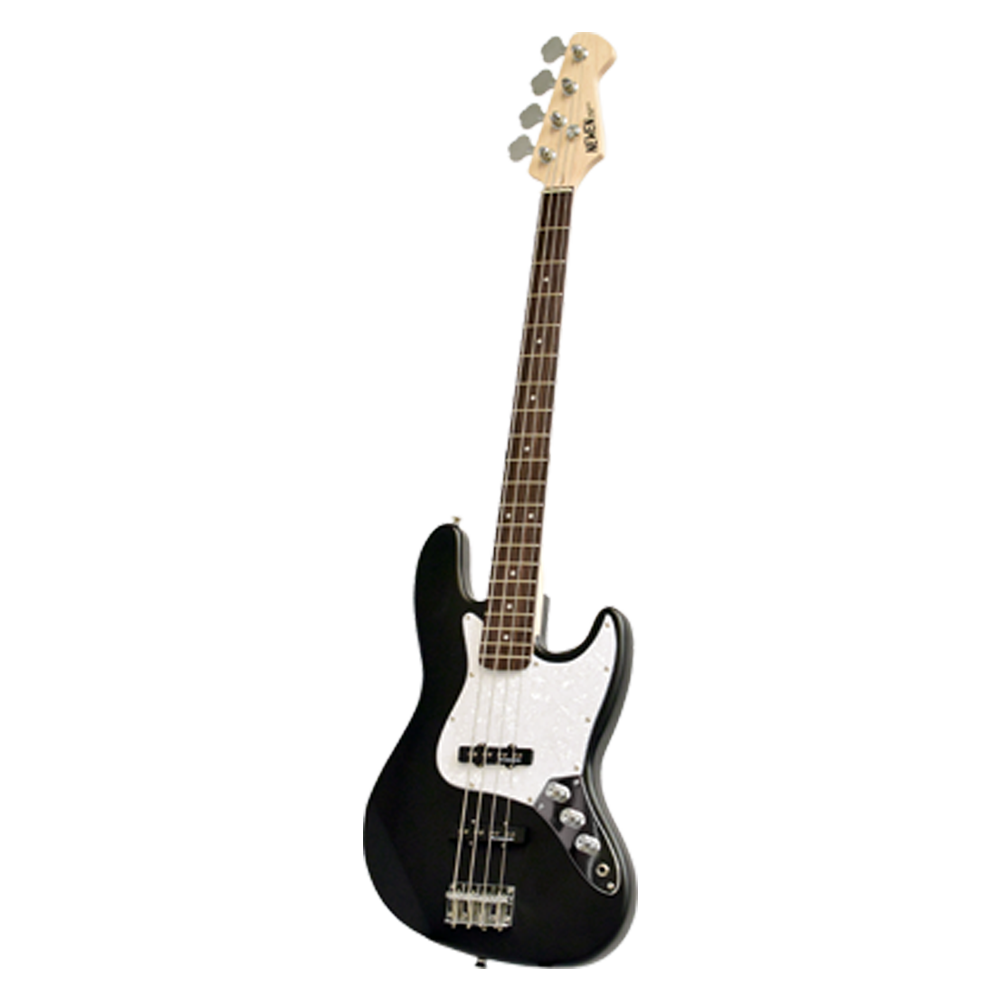 Newen Jazz Band 4-String Electric Bass Guitar, White Oak Wood - Black