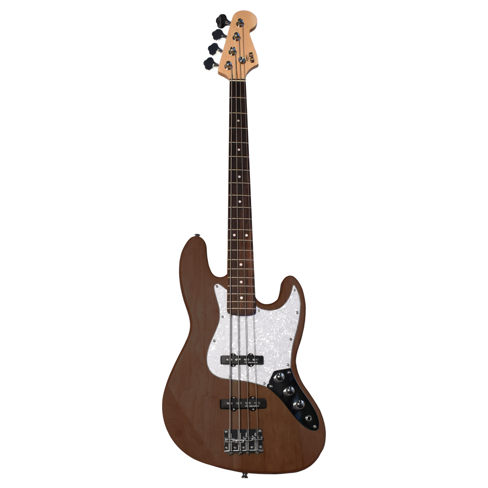 Newen Jazz Band 4-String Electric Bass Guitar, White Oak Wood - Dark