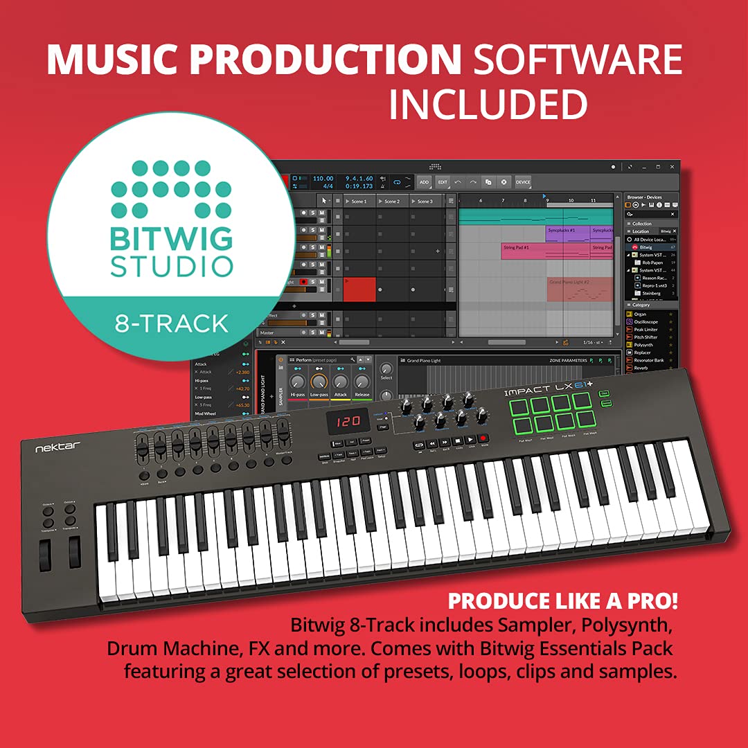 Nektar Impact LX61+ 61-Keys Full-Size Velocity-Sensitive USB Midi keyboard