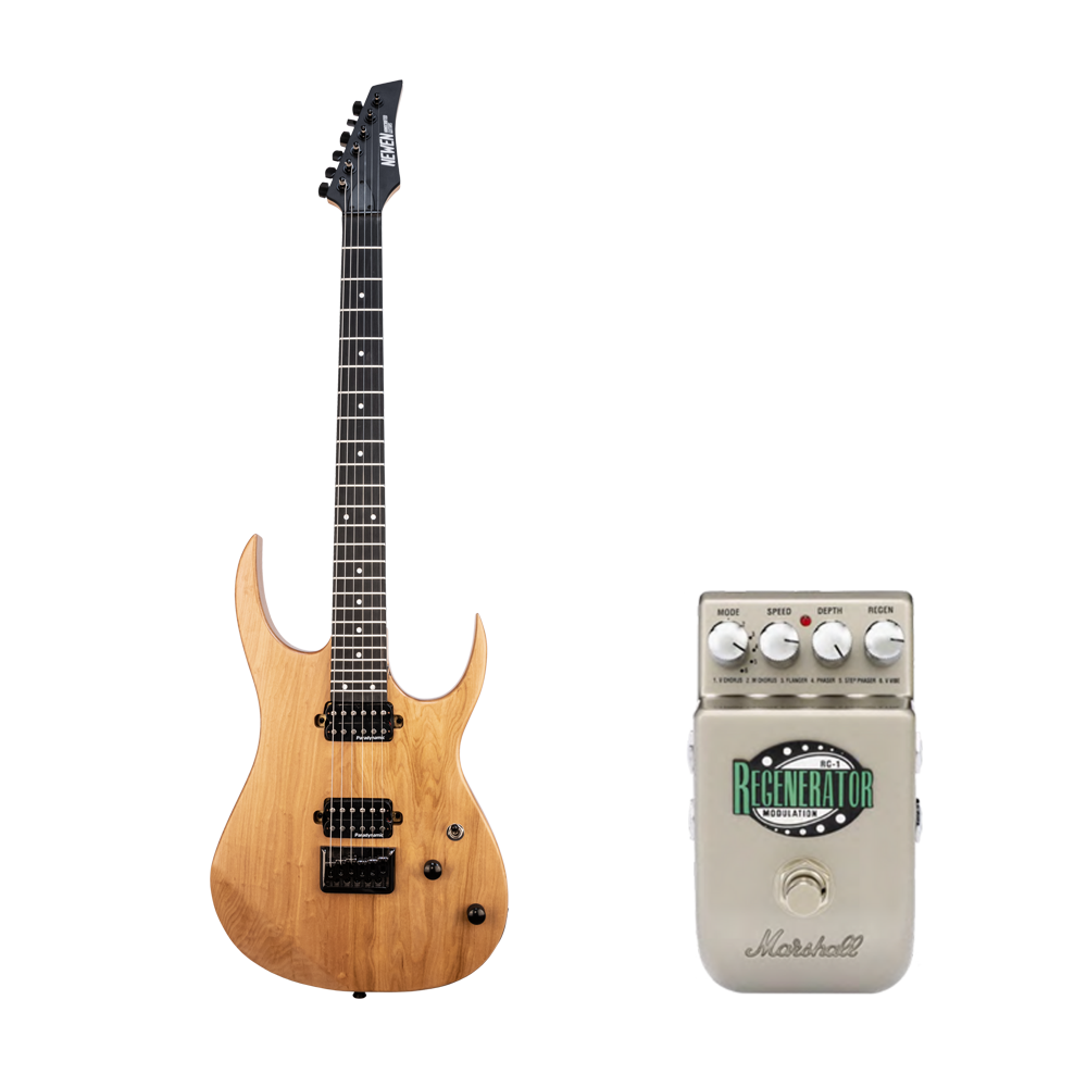 Newen Rock Series Electric Guitar Natural with Marshall RG-1 Effect Pedal Bundle