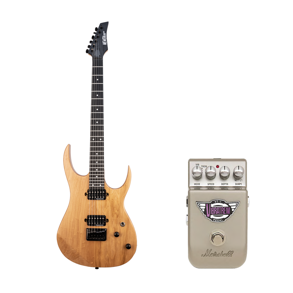 Newen Rock Series Electric Guitar Natural with Marshall VT-1 Effect Pedal Bundle