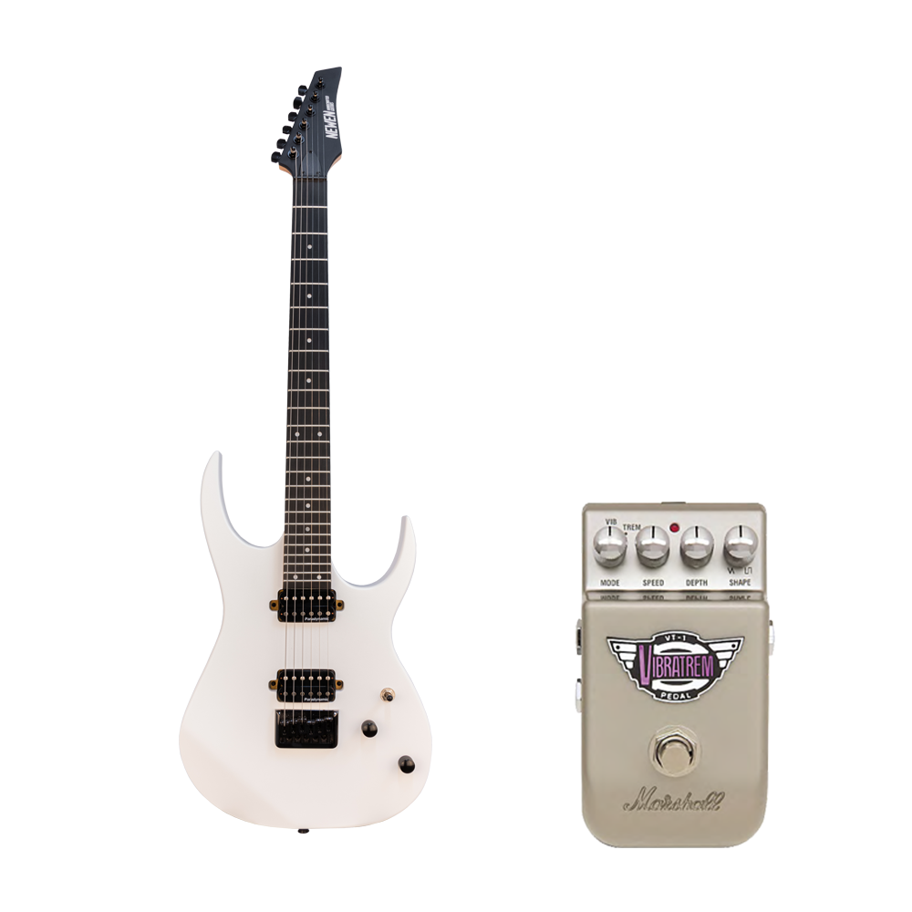 Newen Rock Series Electric Guitar White with Marshall VT-1 Effect Pedal Bundle