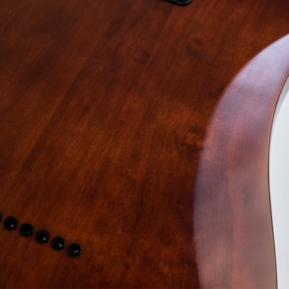 Newen Rock Series Double Cutaway 6 String Electric Guitar, Solid White Oak Wood, Dark