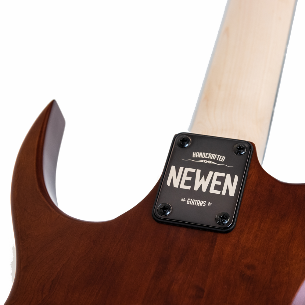 Newen Rock Series Double Cutaway 6 String Electric Guitar, Solid White Oak Wood, Dark