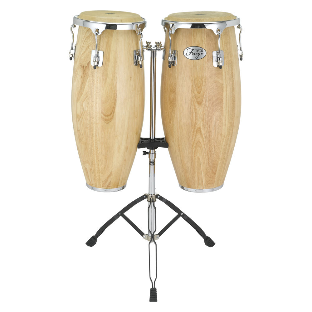 Natal NGU1011-MCN Natural Wood Congas 10inch and 11inch Chrome Hardware Stand, Matt Natural — N11-NGU1011-MCN