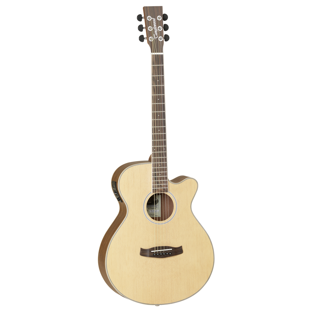 Tanglewood Discovery Exotic TW DBT SFCE OV Semi Acoustic Guitar, Super Folk Cutaway, Natural Open Pore Satin Finish, Ovangkol Back
