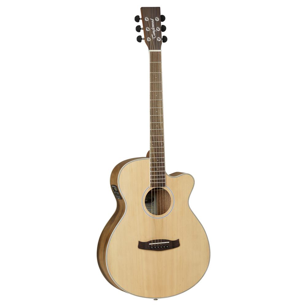 Tanglewood Discovery Exotic TW DBT SFCE PW Semi Acoustic Guitar, Super Folk Cutaway, Natural Open Pore Satin Finish, Pacific Walnut Back