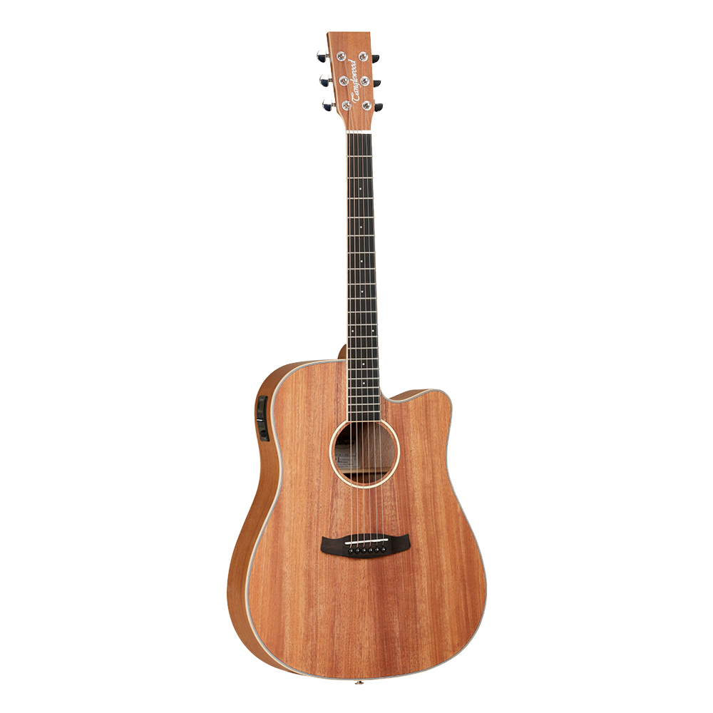 Tanglewood Union Series TWU D CE Solid Top Mahogany Dreadnought Semi Acoustic Guitar, Natural Satin