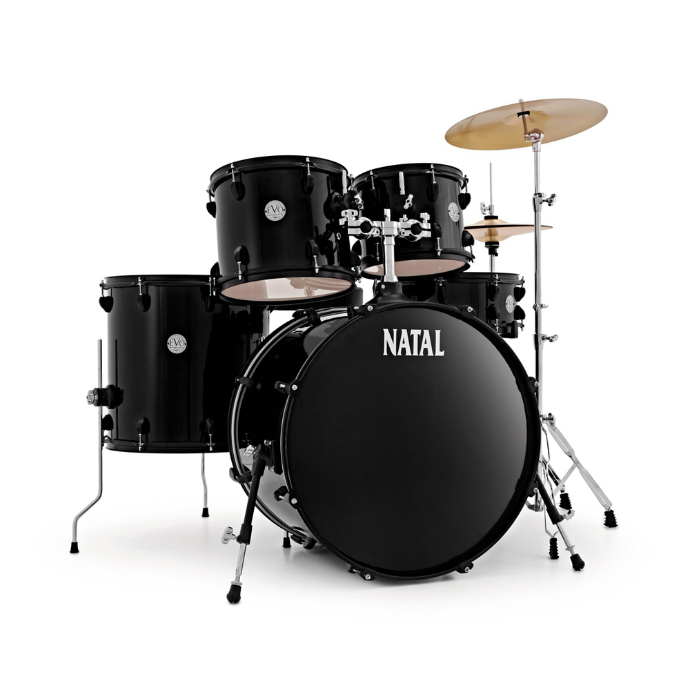 Natal K-EVB-UF22-BK Evolution 5-Piece Acoustic Drum Kit with Hardware & Cymbals