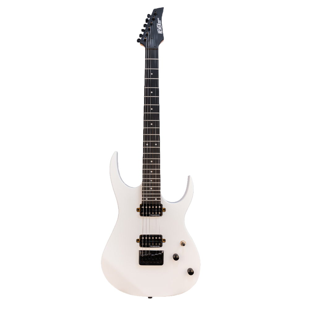 Newen Rock Series Double Cutaway 6 String Electric Guitar, Solid White Oak Wood, White