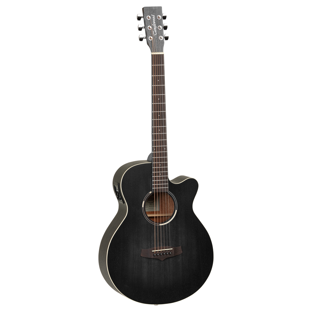 Tanglewood TWBB-SFCE Blackbird Super Folk Electro Acoustic Guitar, Hand Selected Mahogany, Smokestack Black Satin