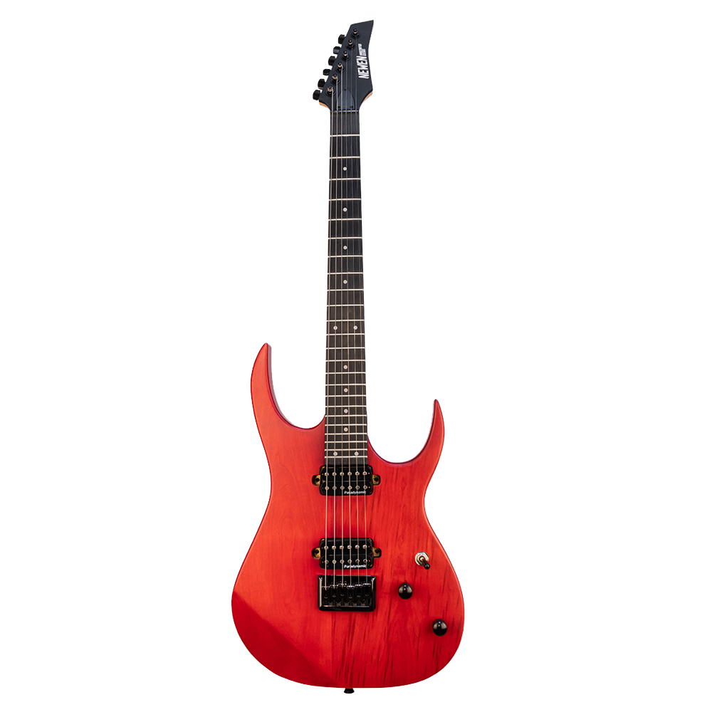 Newen Rock Series Double Cutaway 6 String Electric Guitar, Solid White Oak Wood, Red
