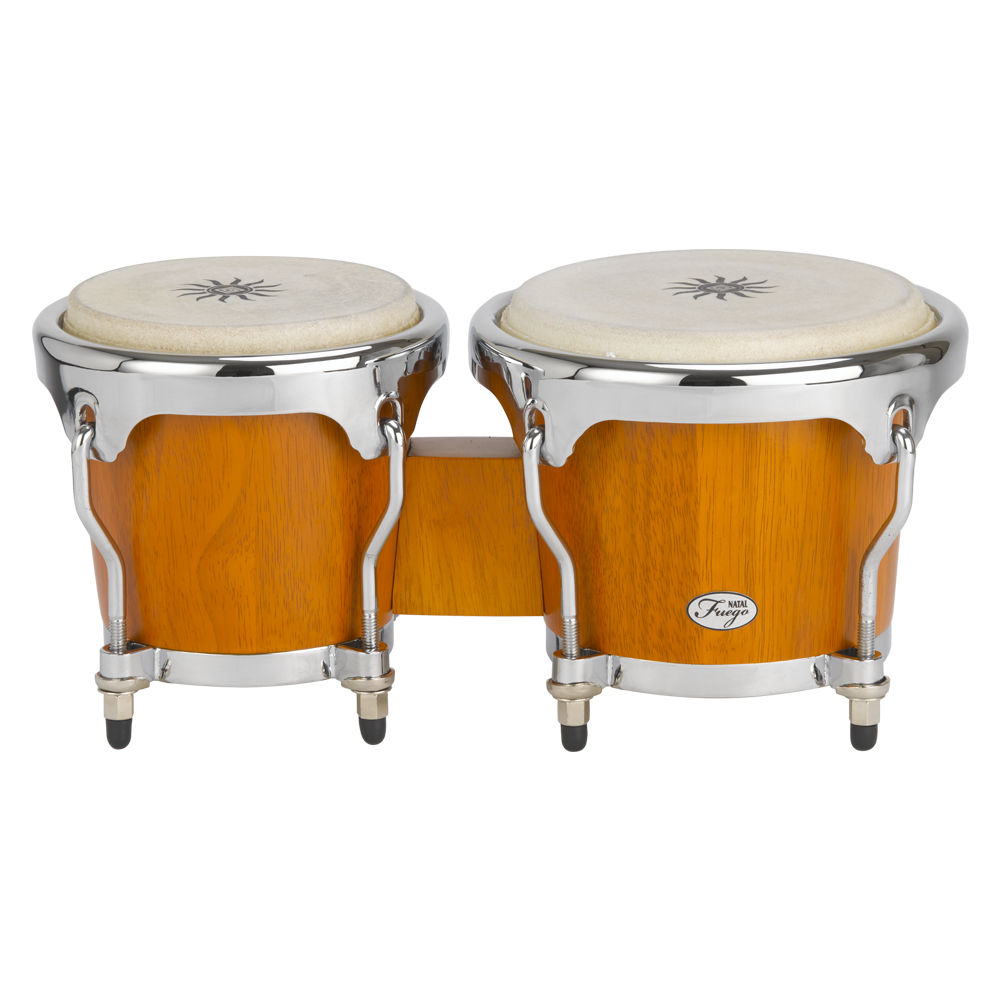 Natal NFU67N-MCH Natural Wood Bongos Chrome Hardware, Matt Honey