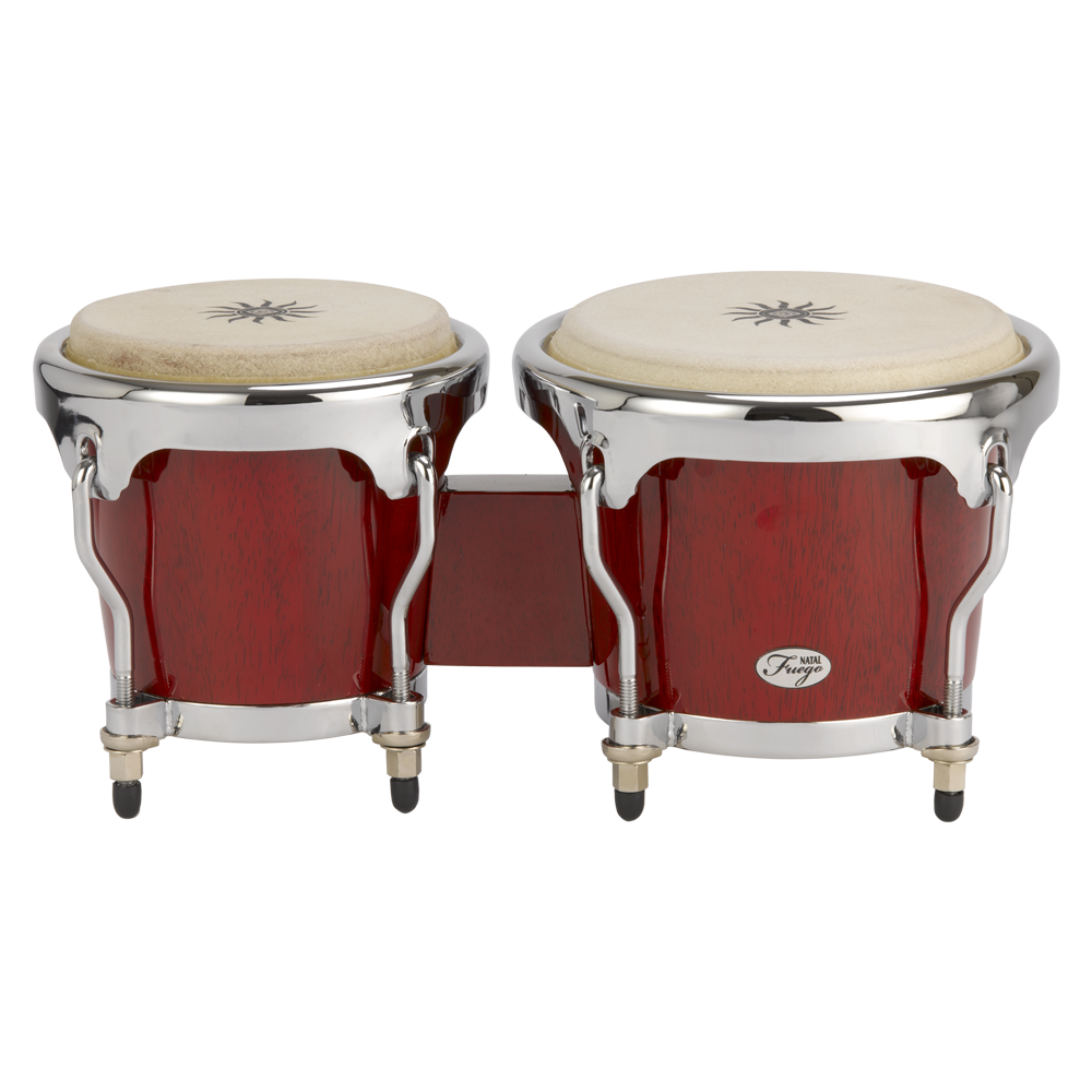 Natal NFU67R-HC Natural Wood Bongos Chrome Hardware, Red Gloss