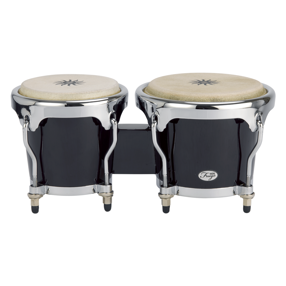 Natal NFU67B-HC Natural Wood Bongos Chrome Hardware, Black Gloss