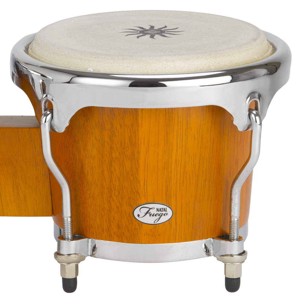 Natal NFU67N-MCH Natural Wood Bongos Chrome Hardware, Matt Honey