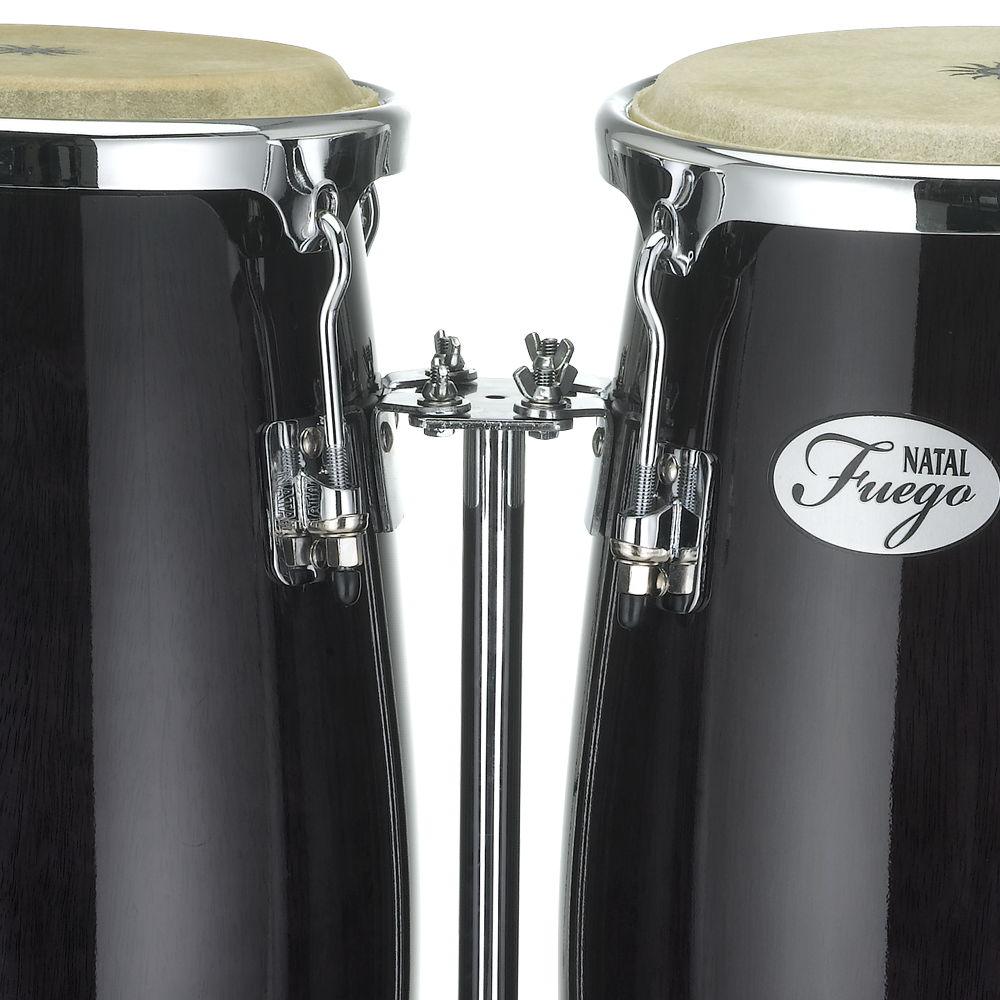 Natal NGU1011-BHC Natural Wood Congas 10inch and 11inch Chrome Hardware Stand, Black Gloss