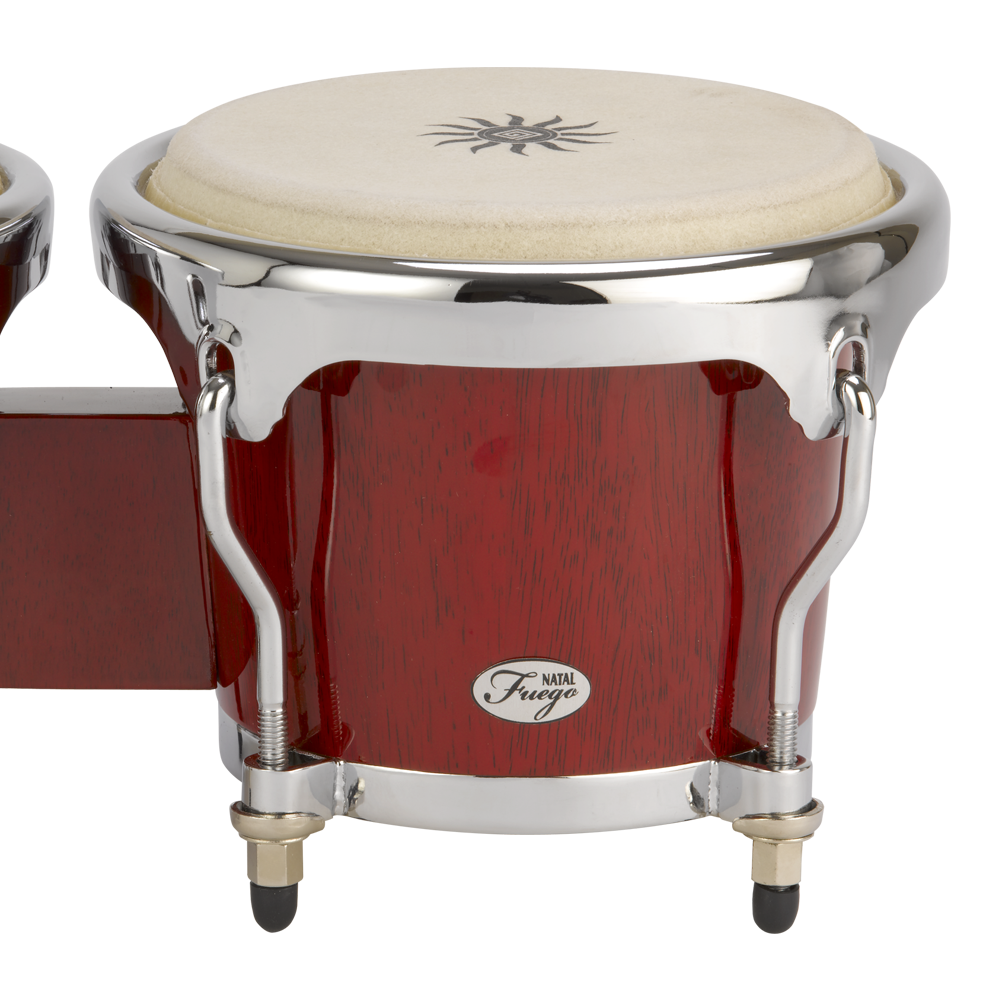 Natal NFU67R-HC Natural Wood Bongos Chrome Hardware, Red Gloss