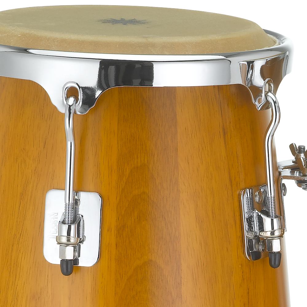 Natal NGU1011-MCH Natural Wood Congas 10inch and 11inch Chrome Hardware Stand, Matt Honey