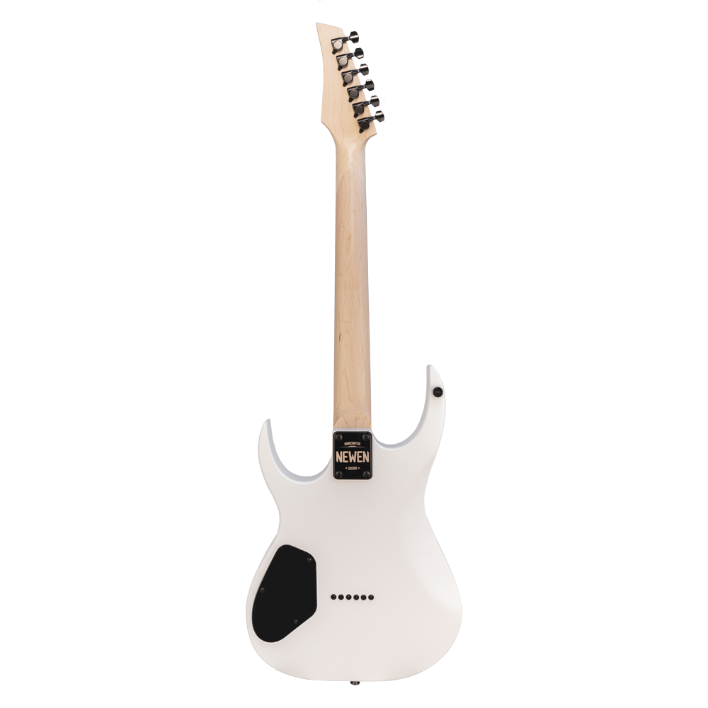 Newen Rock Series Double Cutaway 6 String Electric Guitar, Solid White Oak Wood, White