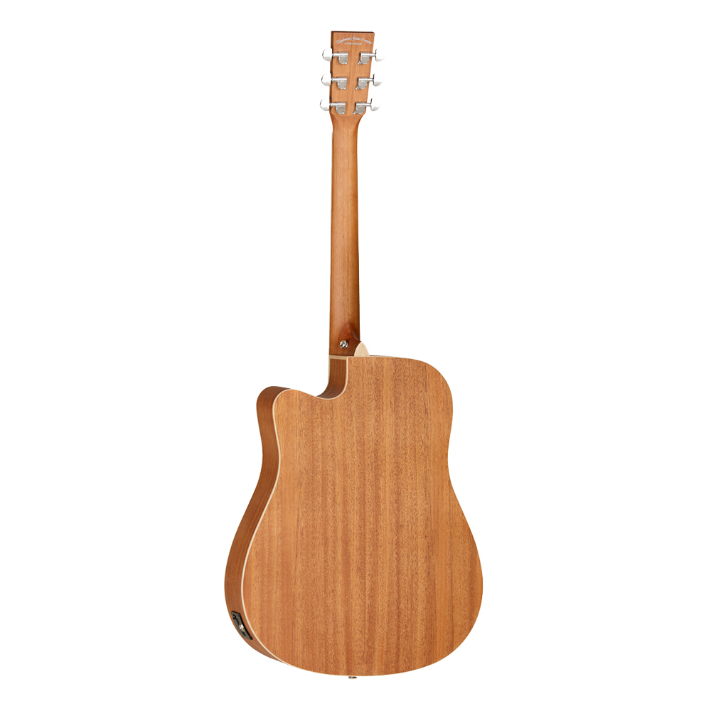 Tanglewood Union Series TWU D CE Solid Top Mahogany Dreadnought Semi Acoustic Guitar, Natural Satin