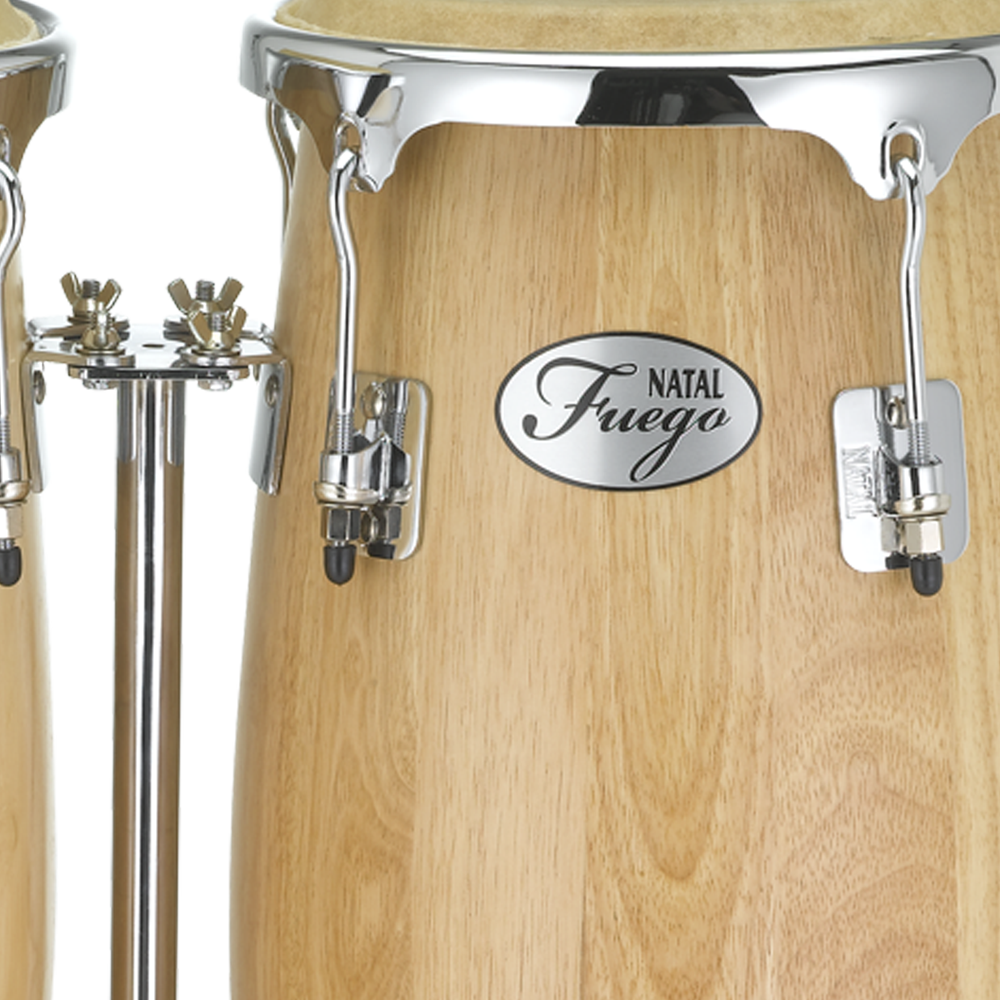 Natal NGU1011-MCN Natural Wood Congas 10inch and 11inch Chrome Hardware Stand, Matt Natural — N11-NGU1011-MCN