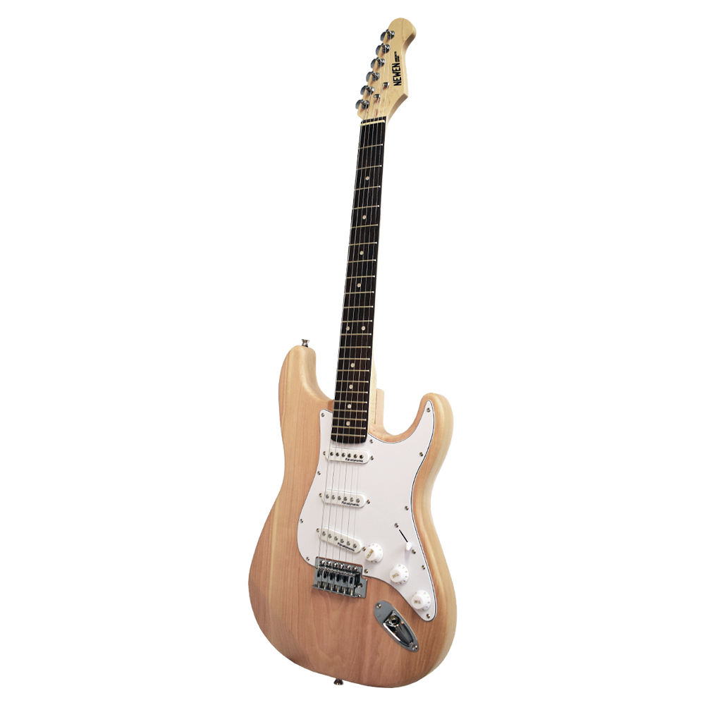 Newen Stratocaster Style Electric Guitar, White oak Wood 