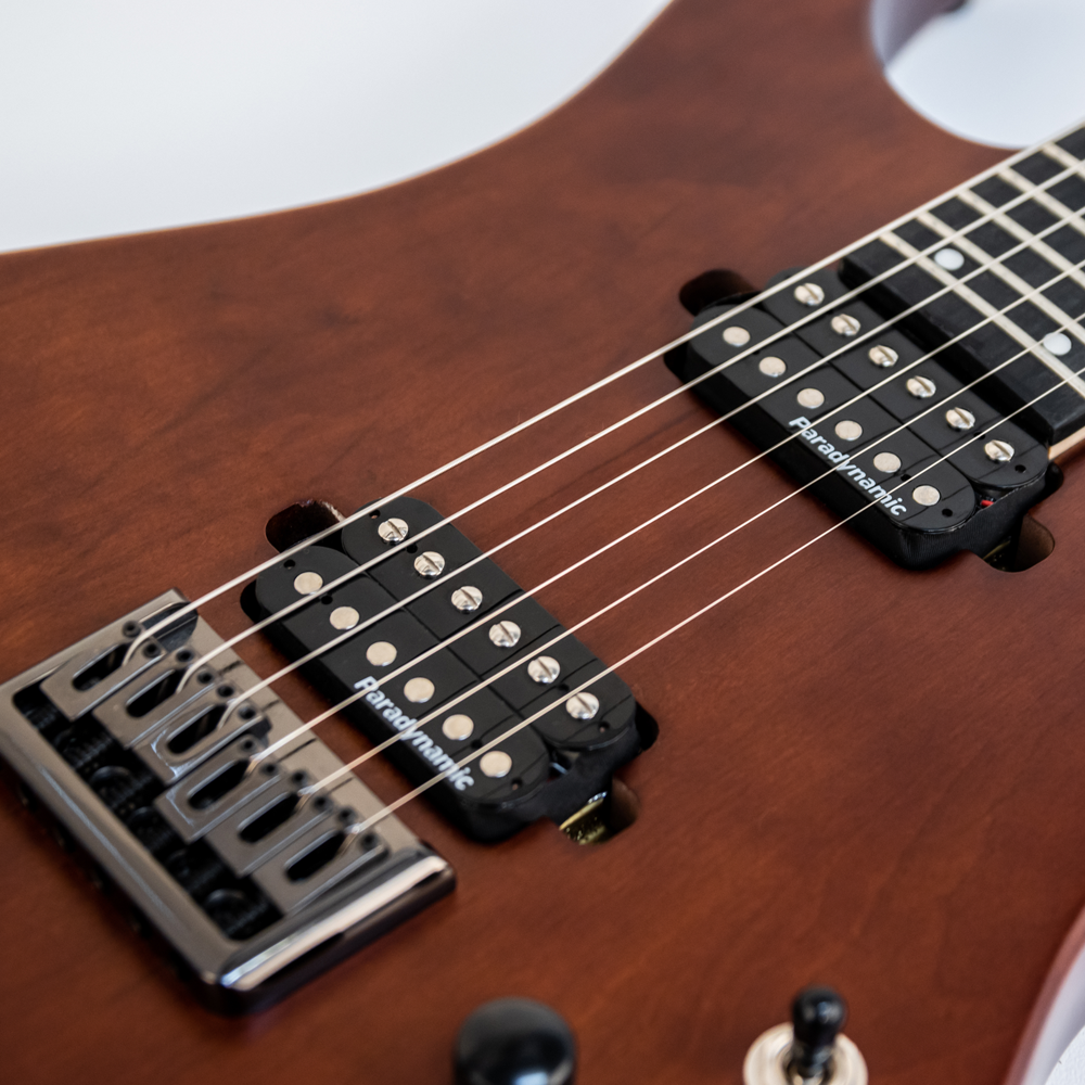 Newen Rock Series Double Cutaway 6 String Electric Guitar, Solid White Oak Wood, Dark