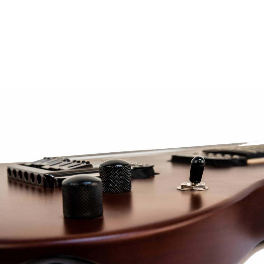 Newen Rock Series Double Cutaway 6 String Electric Guitar, Solid White Oak Wood, Dark