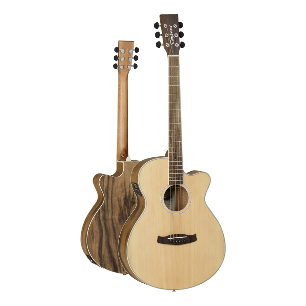 Tanglewood Discovery Exotic TW DBT SFCE PW Semi Acoustic Guitar, Super Folk Cutaway, Natural Open Pore Satin Finish, Pacific Walnut Back