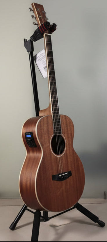 Tanglewood Union Series TWU-F E Solid Top Mahogany Folk Semi Acoustic Guitar, Natural Satin With Bag