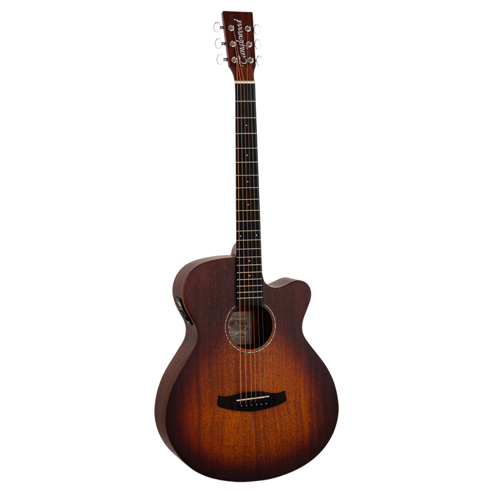 Tanglewood Crossroads TC4CE Semi Acoustic Guitar, Super Folk Cutaway, Whiskey Barrel Burst Satin Finish