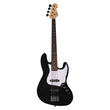 Newen Jazz Band 4-String Electric Bass Guitar, White Oak Wood - Black