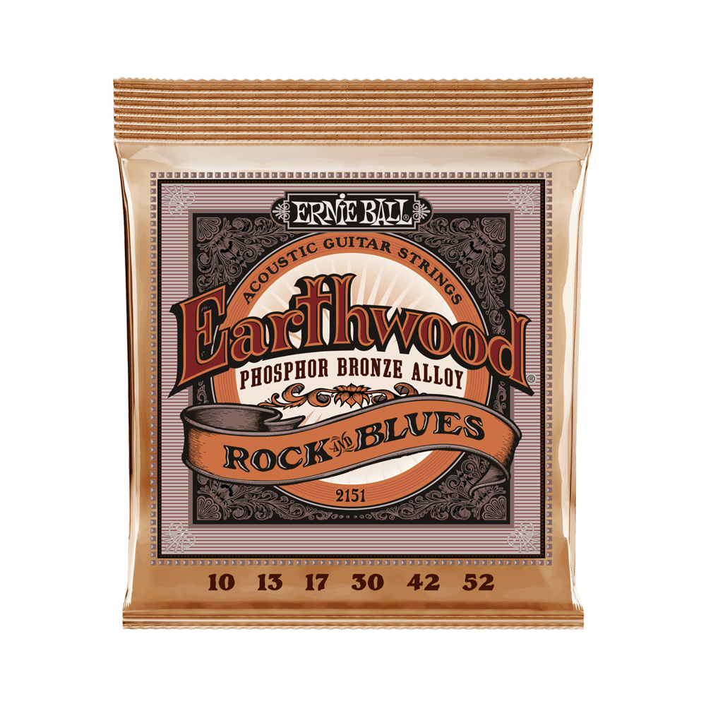 Ernie Ball 2151 Earthwood Rock and Blues Phosphor Bronze Alloy Acoustic Guitar Strings - .010-.052