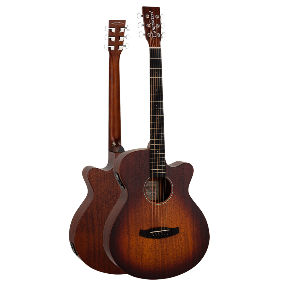 Tanglewood Crossroads TC4CE Semi Acoustic Guitar, Super Folk Cutaway, Whiskey Barrel Burst Satin Finish