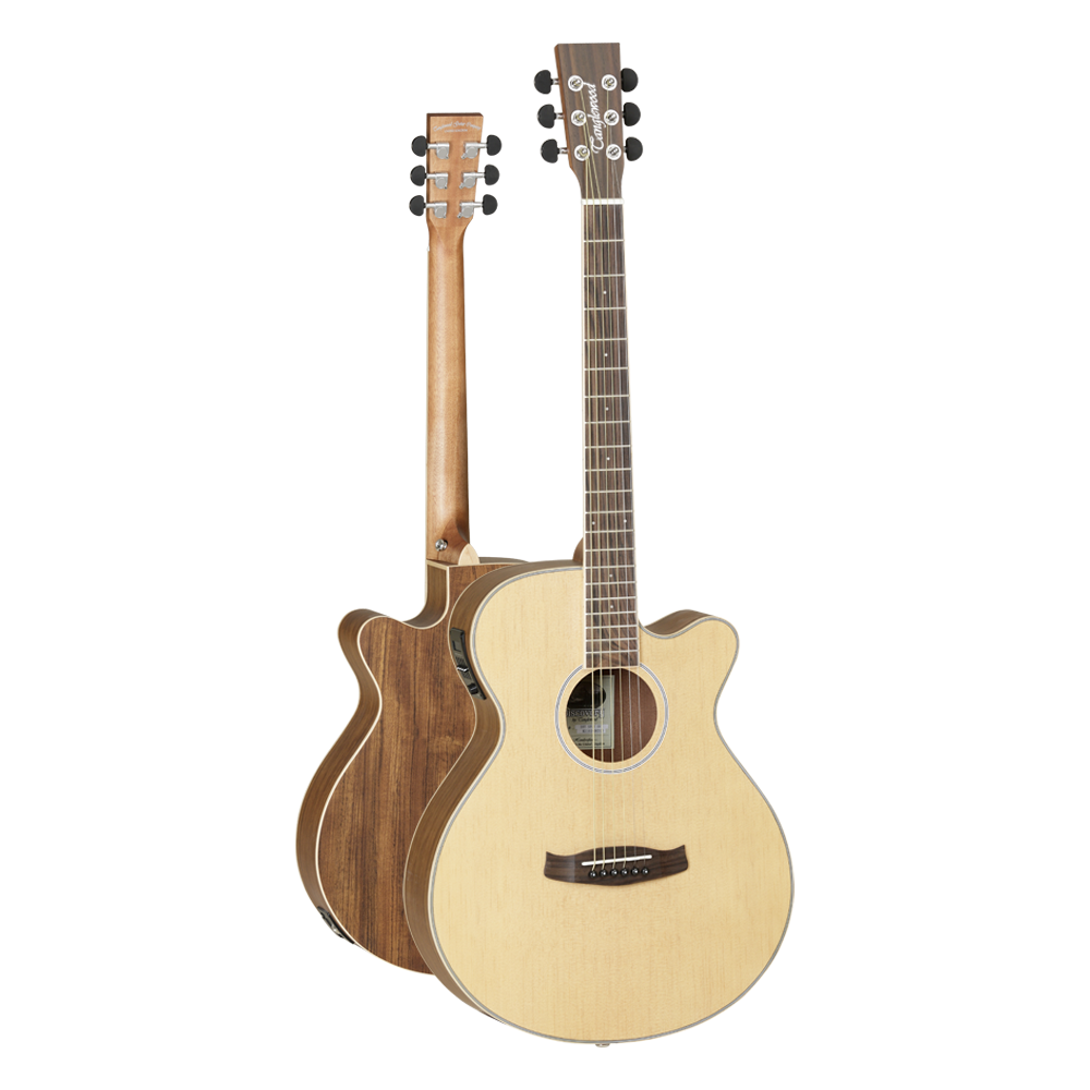 Tanglewood Discovery Exotic TW DBT SFCE OV Semi Acoustic Guitar, Super Folk Cutaway, Natural Open Pore Satin Finish, Ovangkol Back