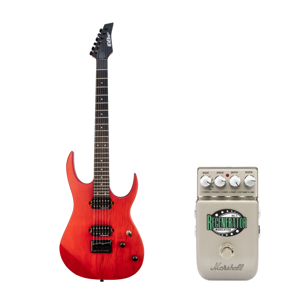 Newen Rock Series Electric Guitar Red with Marshall RG-1 Effect Pedal Bundle