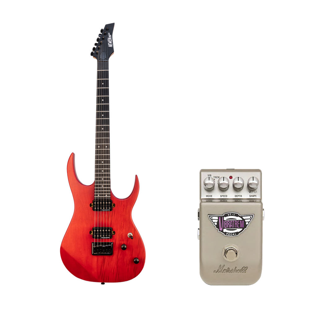 Newen Rock Series Electric Guitar Red with Marshall VT-1 Effect Pedal Bundle