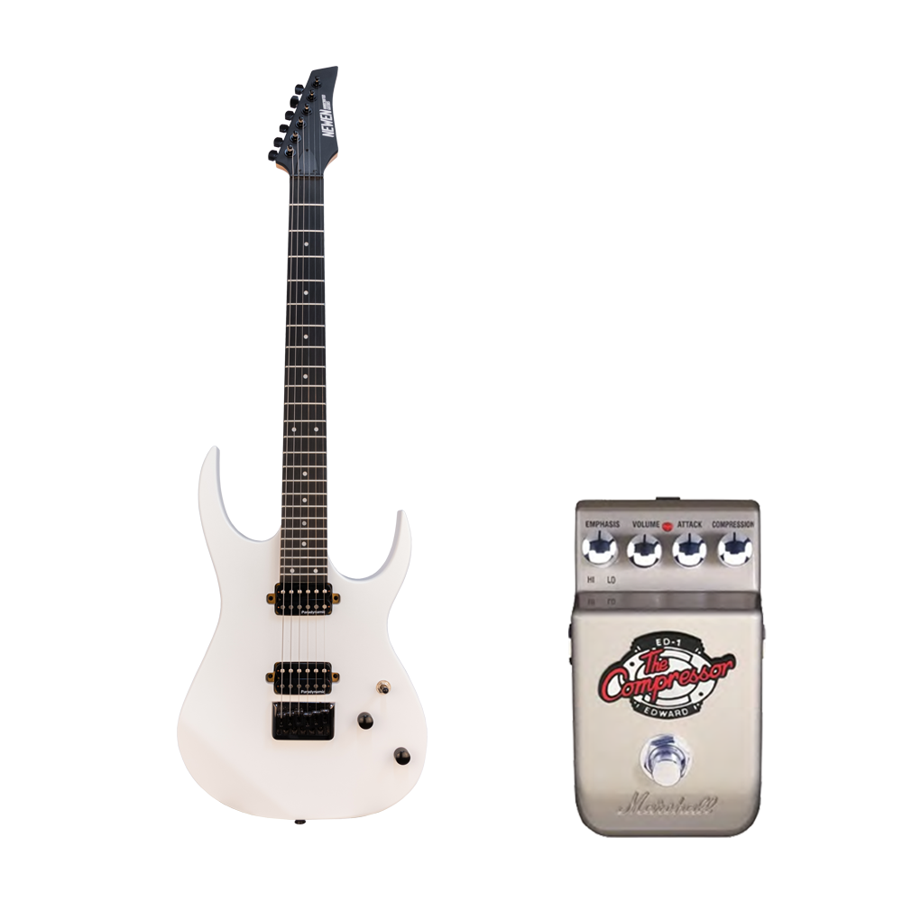 Newen Rock Series Electric Guitar White with Marshall ED-1 Effect Pedal Bundle