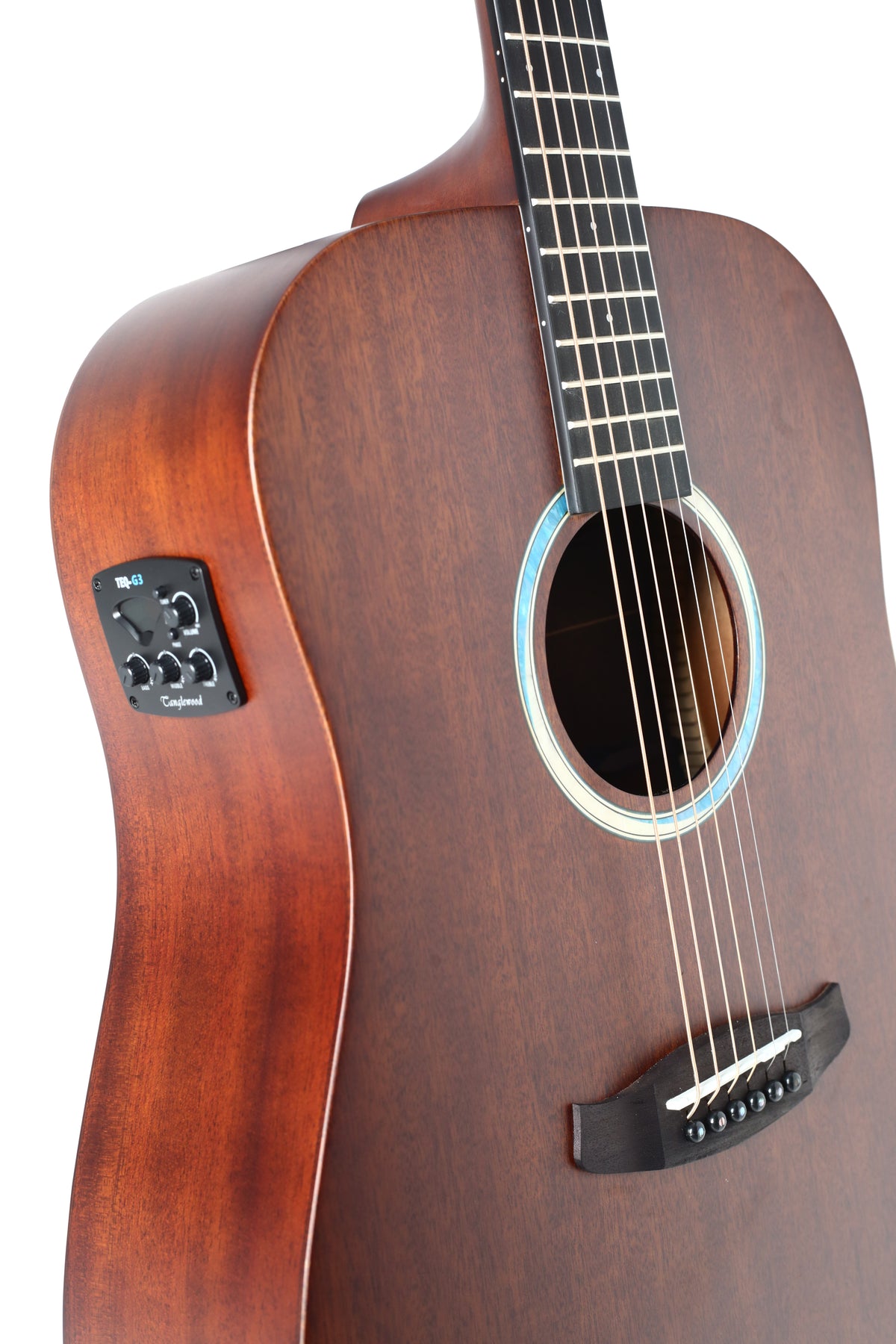 Tanglewood TE5EBL Elemental Dreadnaught Semi Acoustic Guitar, Solid Top,Back & Sides - Mahoagny with bag.
