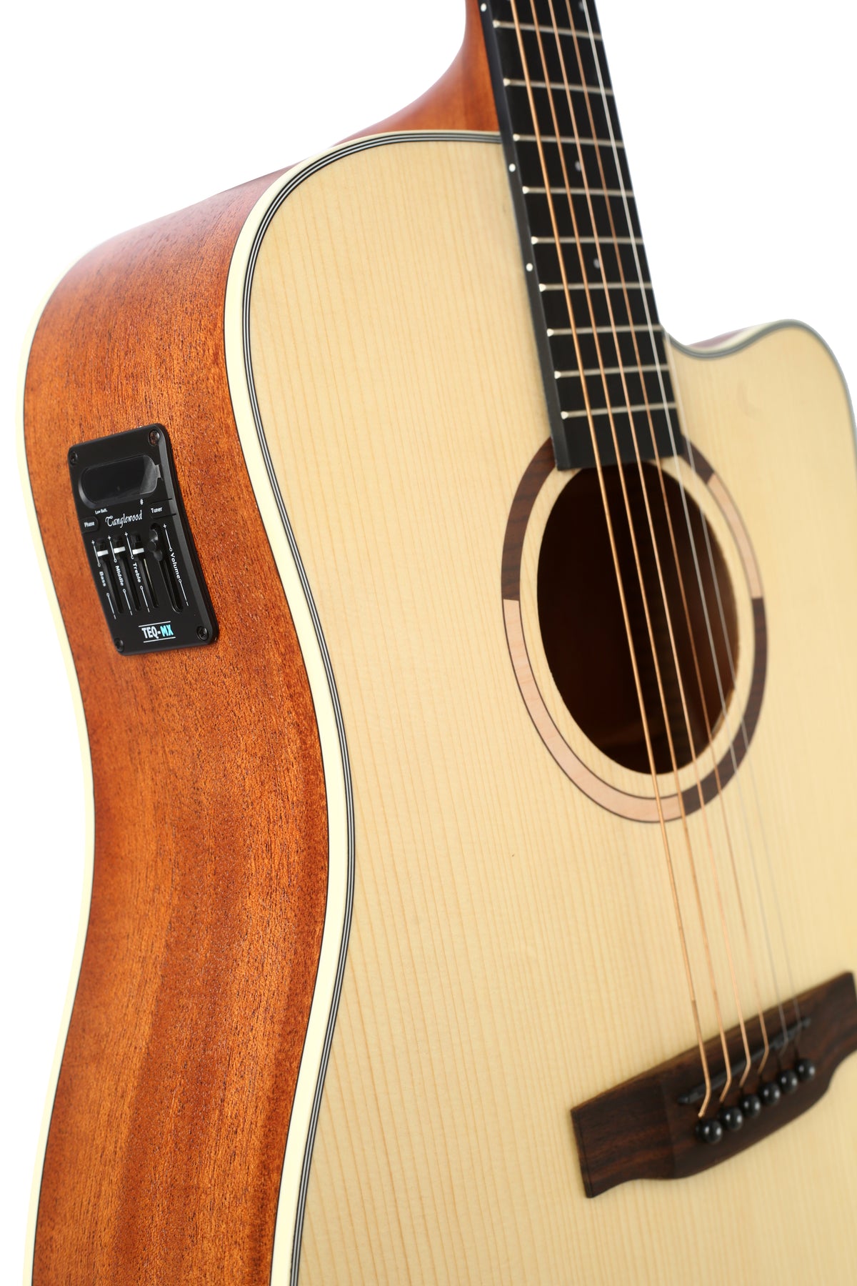 Tanglewood TS5CE Strada Dreadnaught Cutaway Semi Acoustic Guitar with bag & Plectrums.