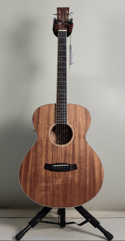 Tanglewood Union Series TWU-F E Solid Top Mahogany Folk Semi Acoustic Guitar, Natural Satin With Bag