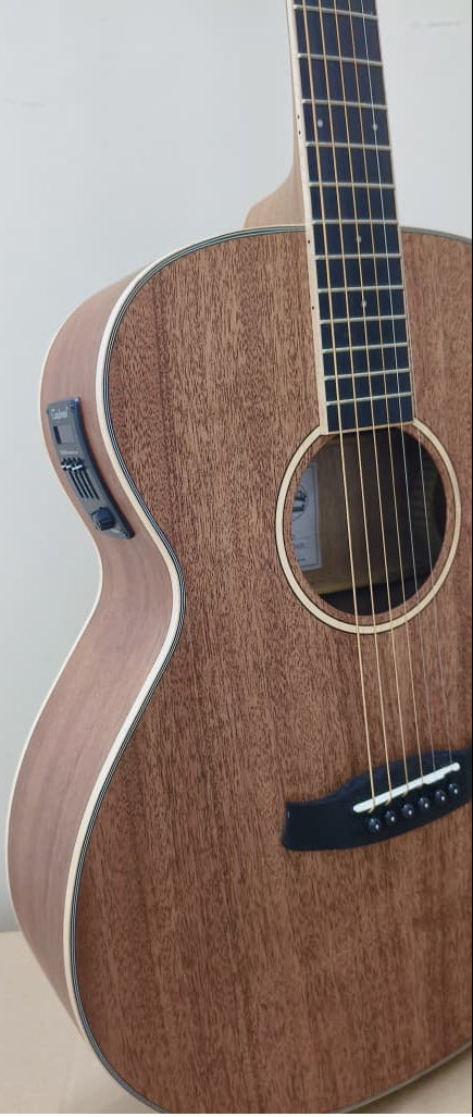 Tanglewood Union Series TWU-F E Solid Top Mahogany Folk Semi Acoustic Guitar, Natural Satin With Bag