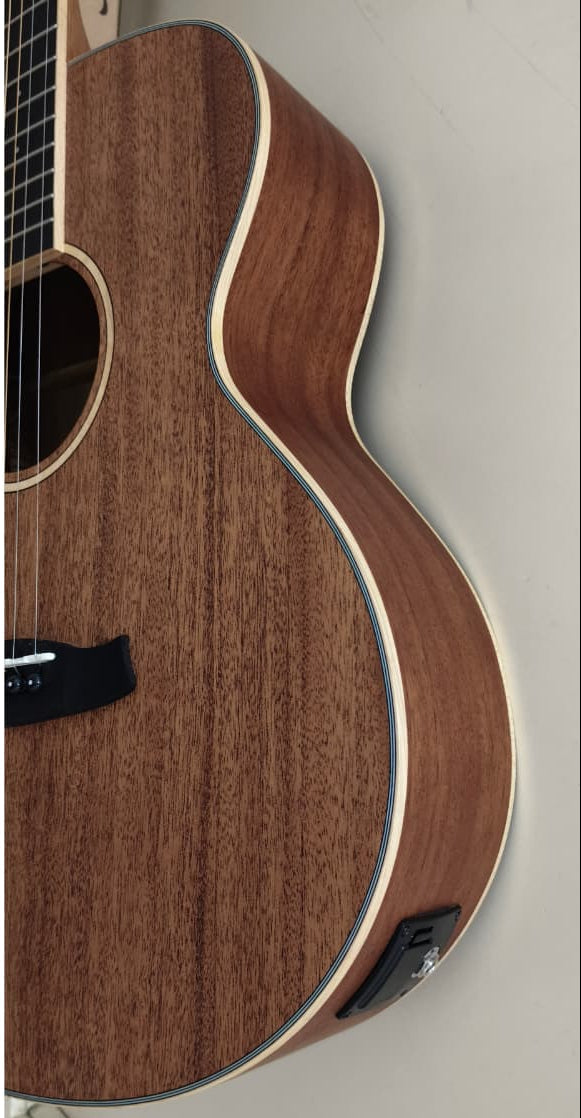 Tanglewood Union Series TWU-F E Solid Top Mahogany Folk Semi Acoustic Guitar, Natural Satin With Bag