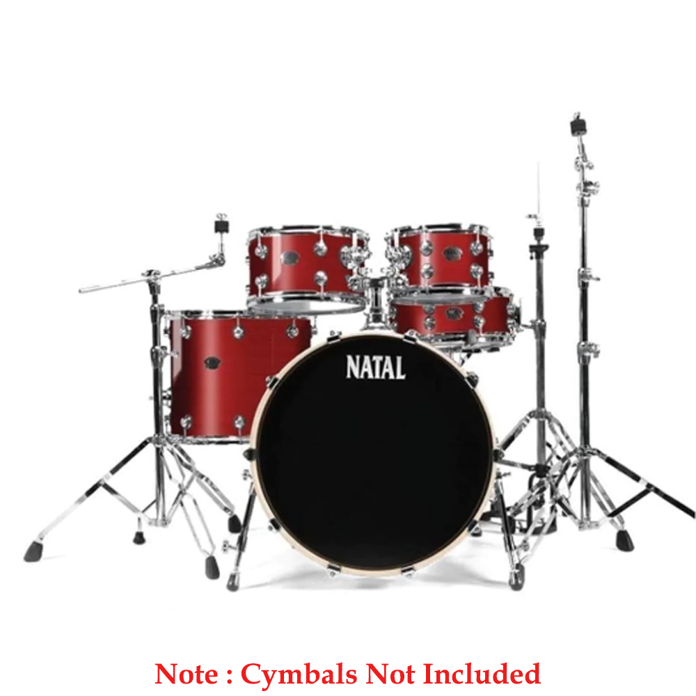Natal Arcadia Birch Series KARB-F20-RDS 5 Pack Acoustic Drum Kit With Hardware, Red Sparkle