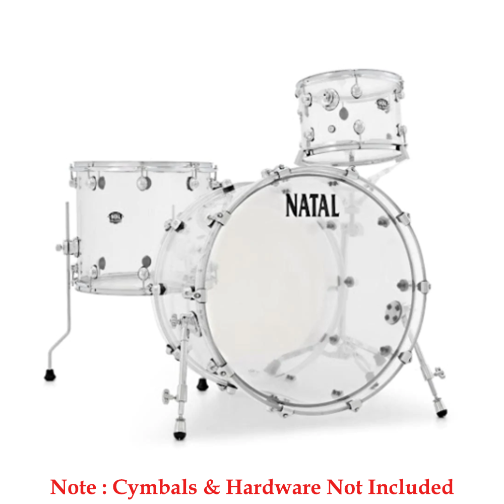 Natal KAC-AA1-TR1 Arcadia Acrylic Series AA1 3 Piece Shell Pack Acoustic Drum Kit Without Hardware & Cymbals