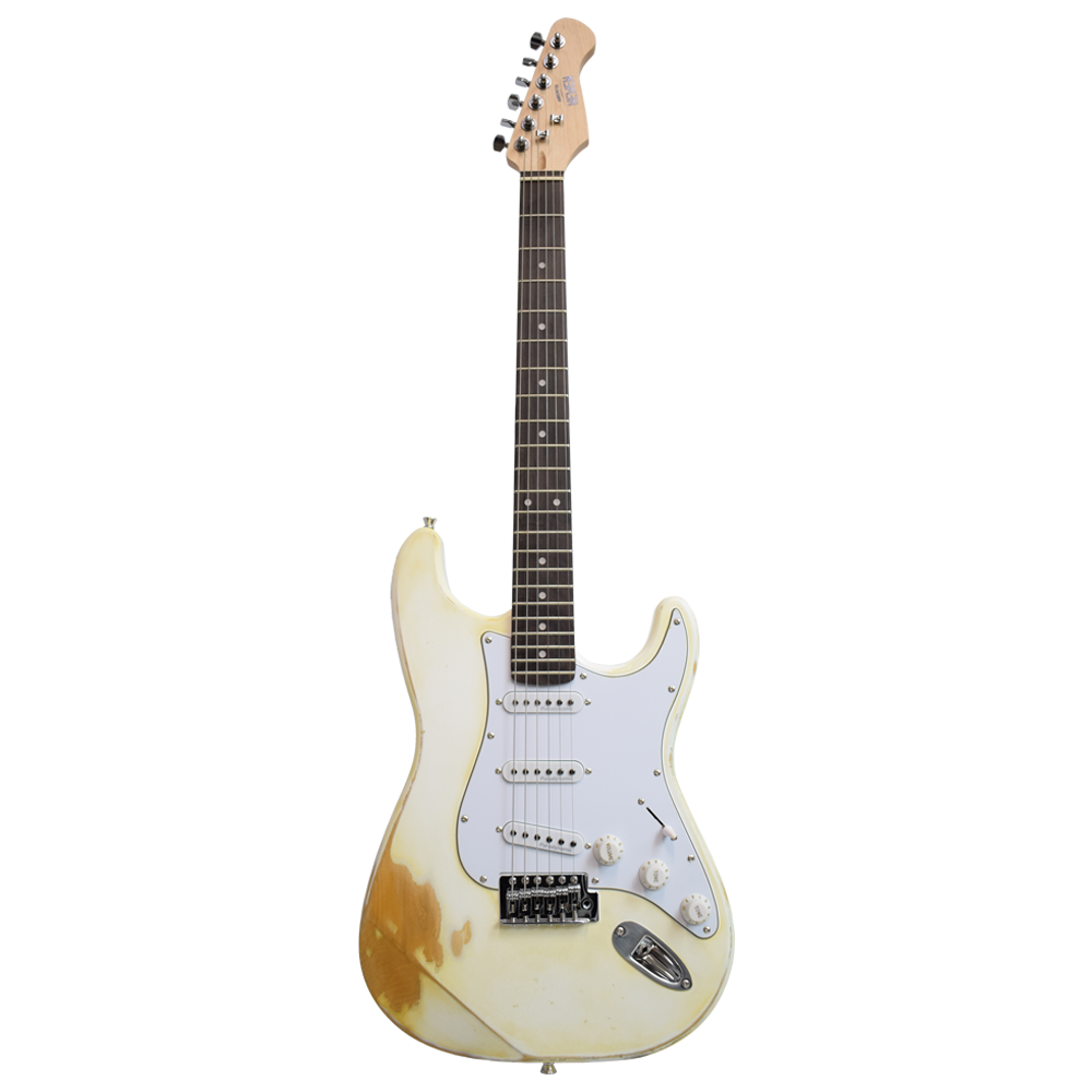 Newen Relic Finish Stratocaster Electric Guitar White Oak Wood 
