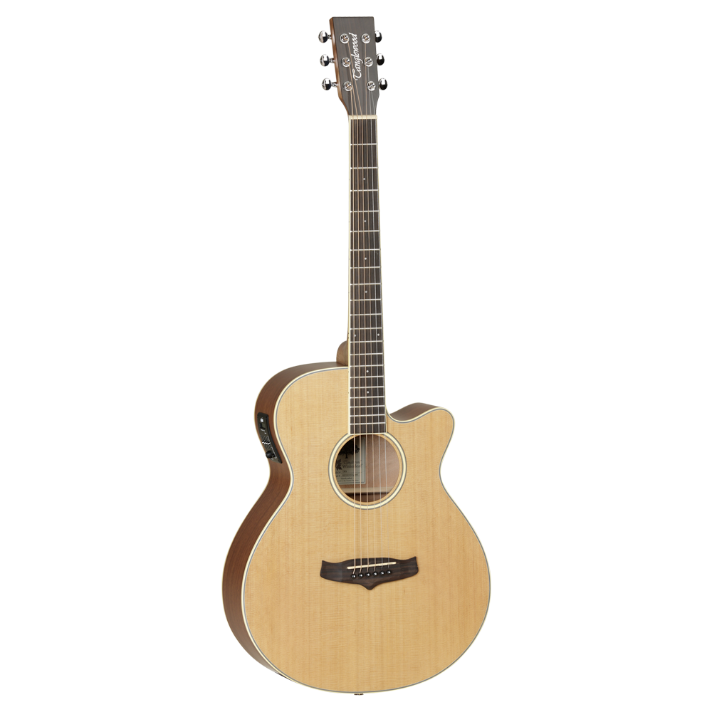 Tanglewood TW9 E Solid Top Super Folk Cutaway Electro-Acoustic Guitar, Natural Satin, Free Padded Bag