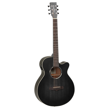 Tanglewood TWBB-SFCE Blackbird Super Folk Electro Acoustic Guitar, Hand Selected Mahogany, Smokestack Black Satin